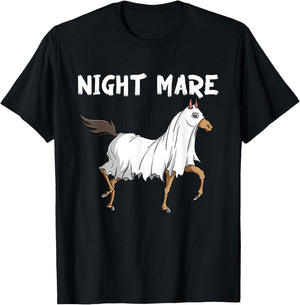 Horse Ghost Night Mare | Equestrian Horse Lover Halloween T-Shirt - T-Shirt | Black