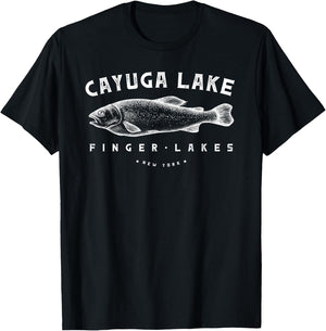 Cayuga Lake Trout Finger Lakes Lake New York Gift T-Shirt - T-Shirt | Black