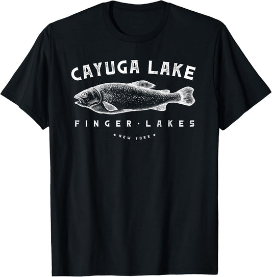 Cayuga Lake Trout Finger Lakes Lake New York Gift T-Shirt - T-Shirt | Black