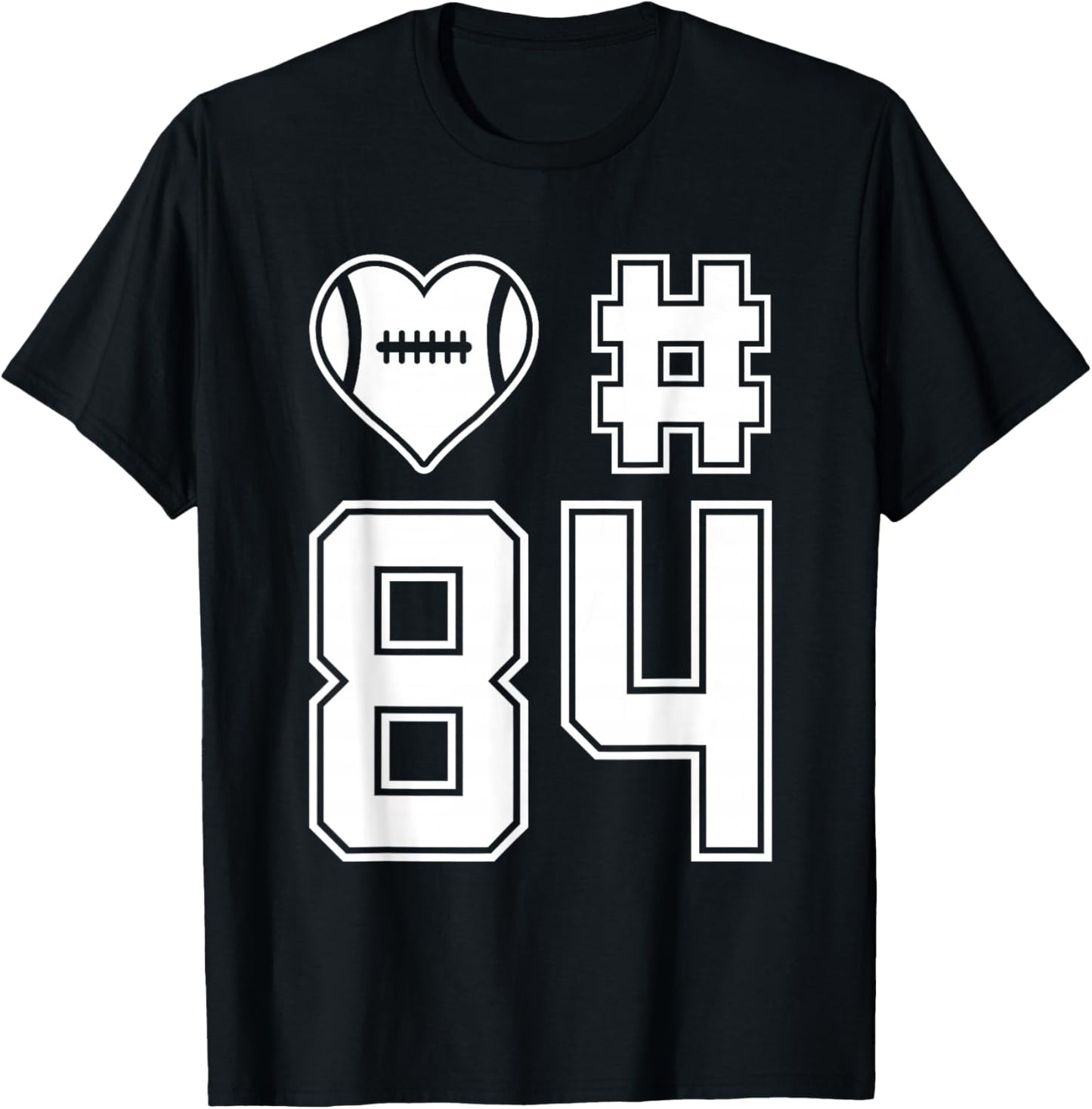 Love & Support Football Player Number 84 T-Shirt - T-Shirt | Black