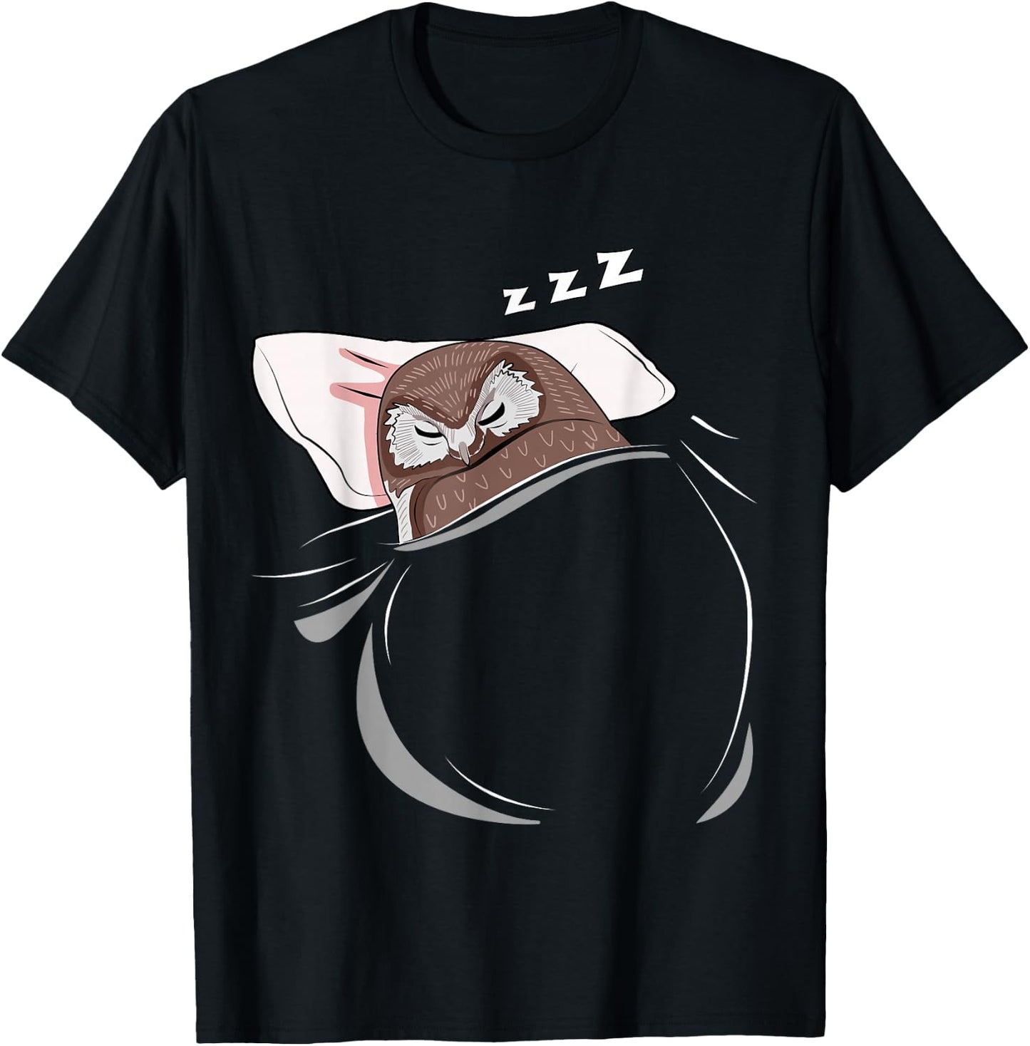 Owl Sleeping Animal Pajamas Nap PJs Outfit Gift Owl T-Shirt - T-Shirt | Black