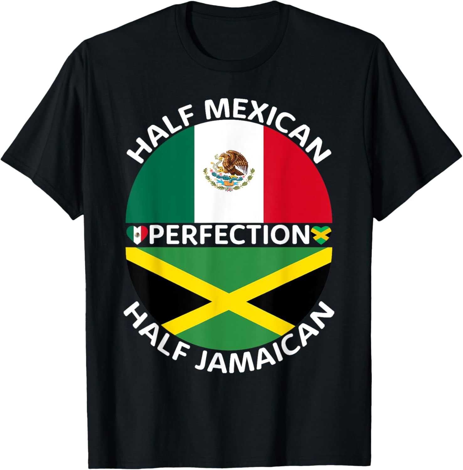 Half Mexican Half Jamaican Mexico Jamaica Flag Men Women T-Shirt - T-Shirt | Black
