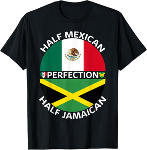 Half Mexican Half Jamaican Mexico Jamaica Flag Men Women T-Shirt - T-Shirt | Black