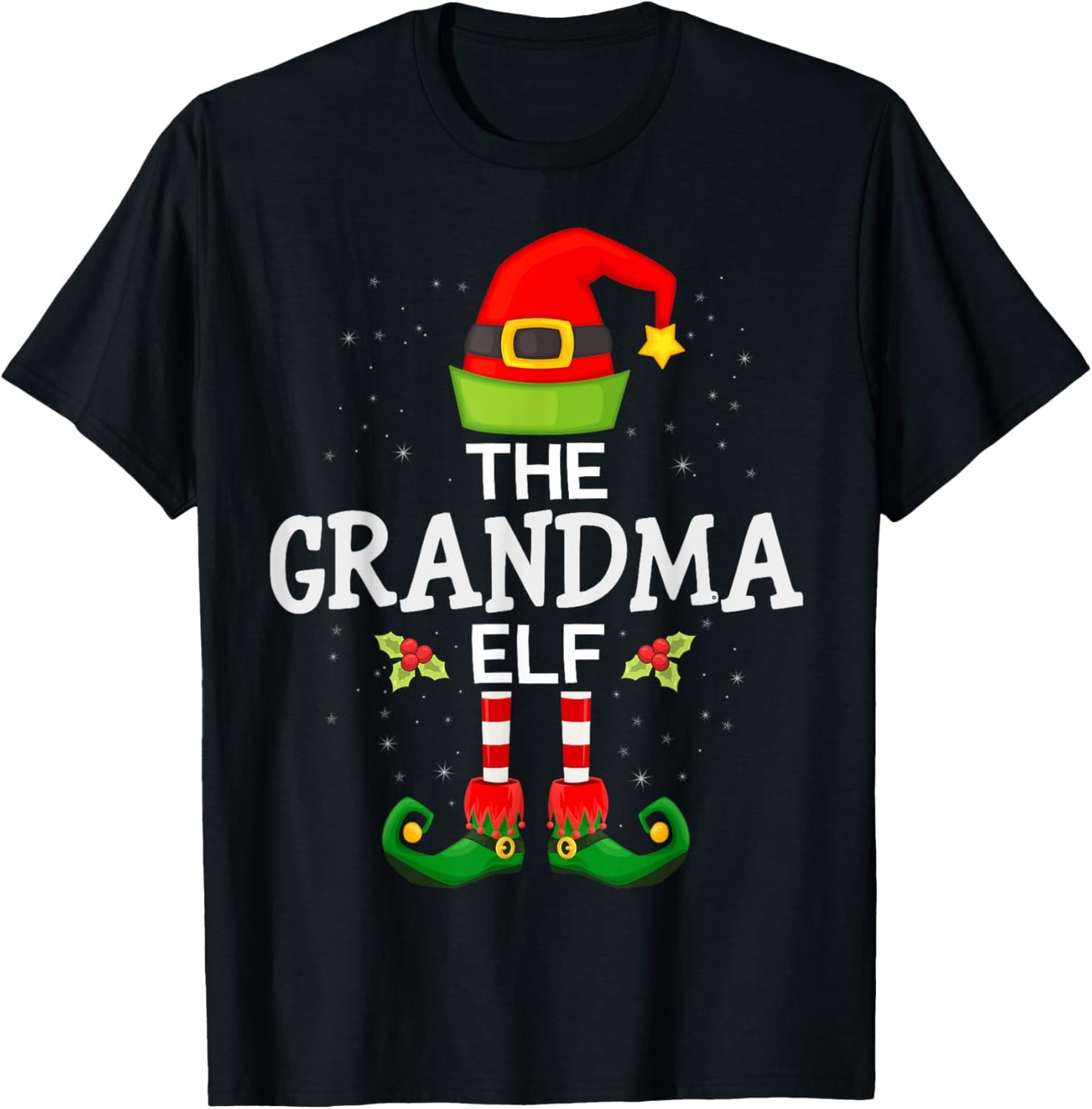 The Grandma Elf Christmas Family Matching Pajama T-Shirt - T-Shirt | Black