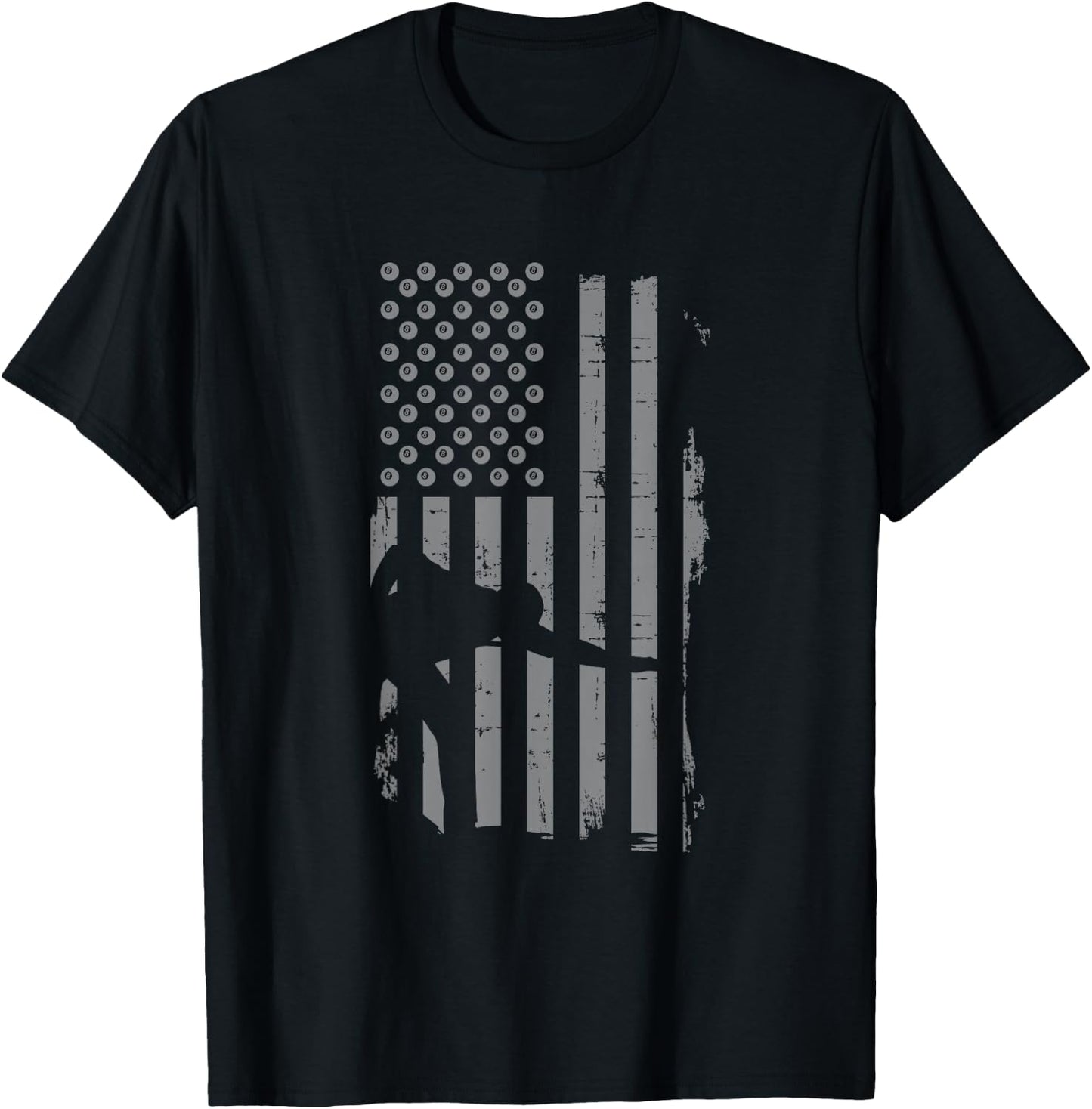 Retro American Flag Billiard Gift Pool Shooting Player T-Shirt - T-Shirt | Black