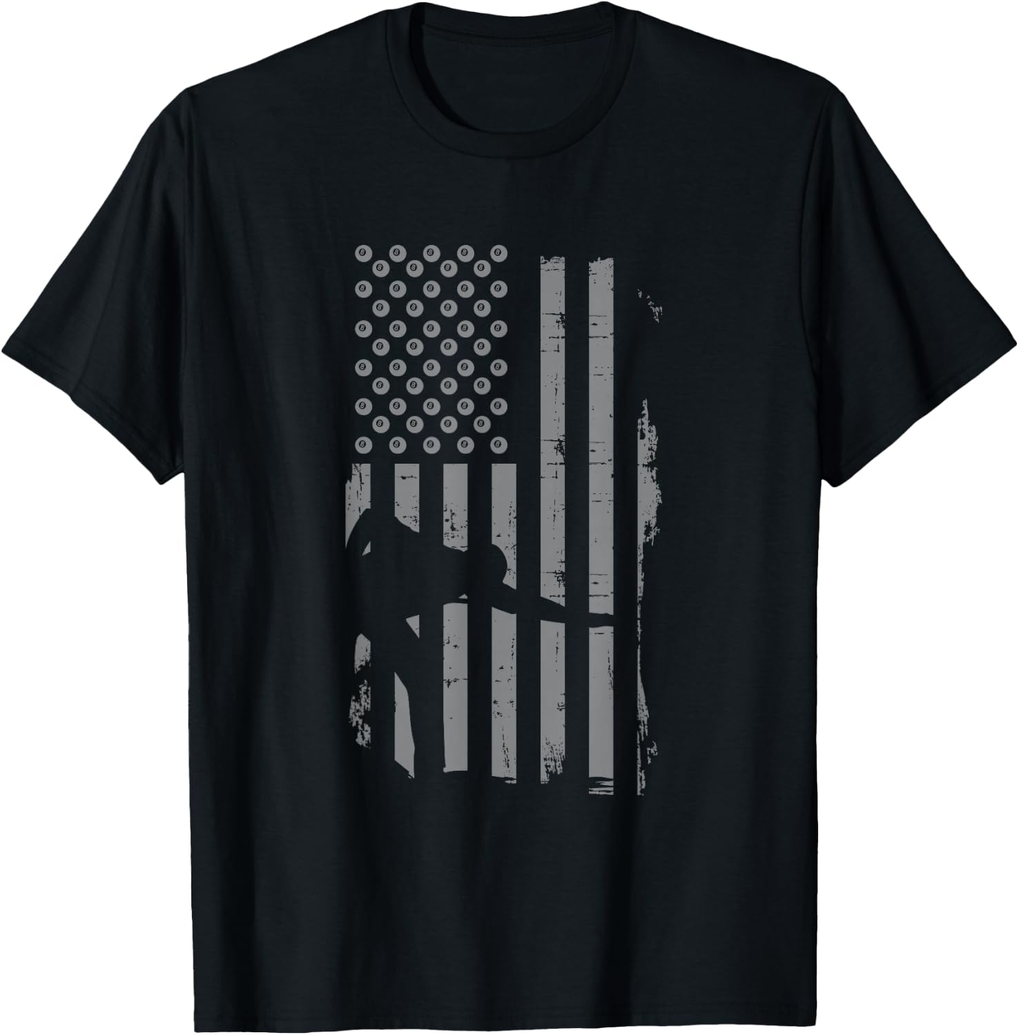 Retro American Flag Billiard Gift Pool Shooting Player T-Shirt - T-Shirt | Black