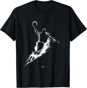 Basketball Hoop Jumping Flying Player Ready for Slam Dunk T-Shirt - T-Shirt | Black