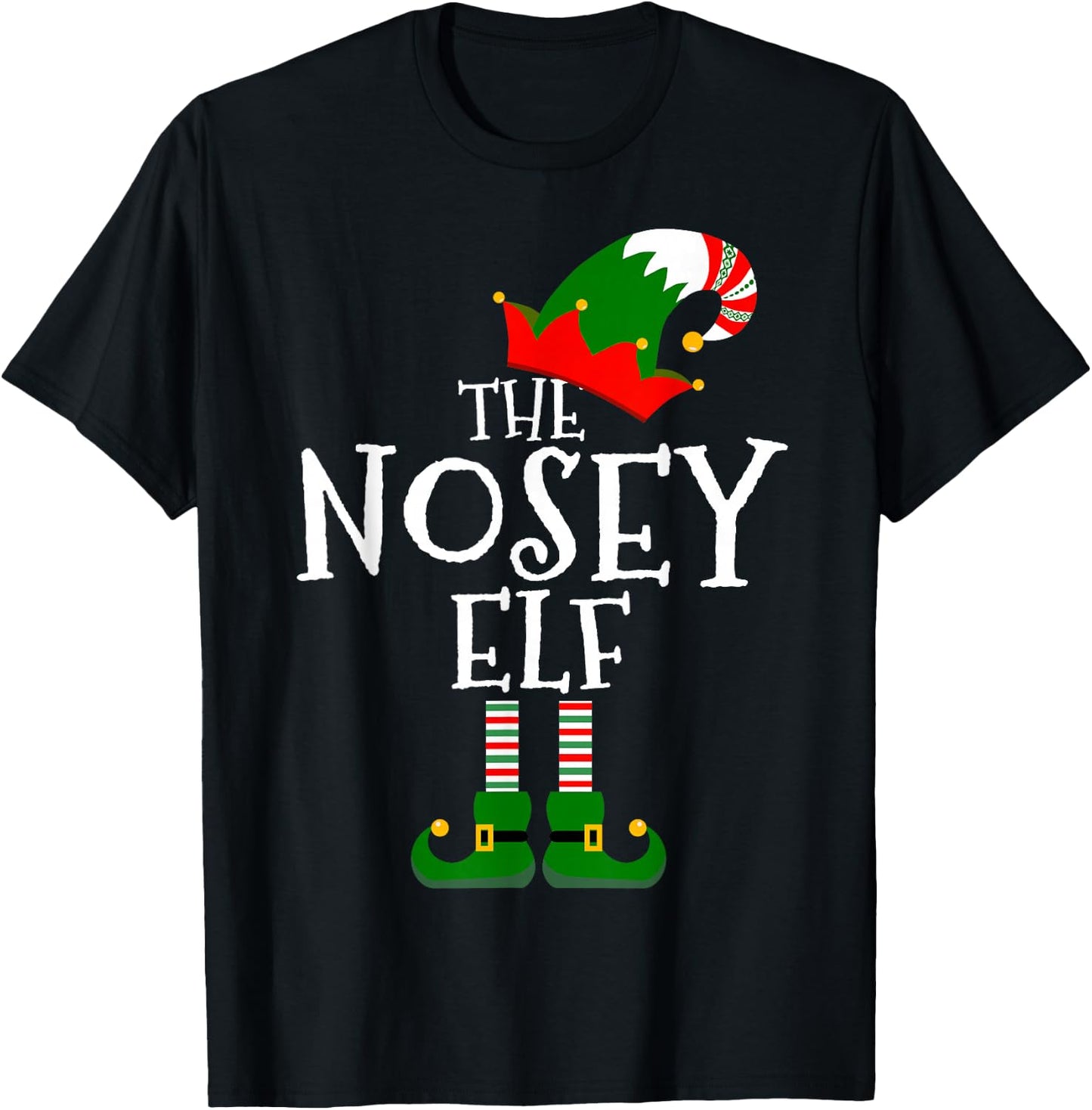 The Nosey Elf Costume Matching Family Group Gift Christmas T-Shirt - T-Shirt | Black