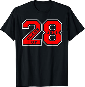 Class of 2028 - Red Letterman Style Class of 28 Swag Gift 1 T-Shirt - T-Shirt | Black