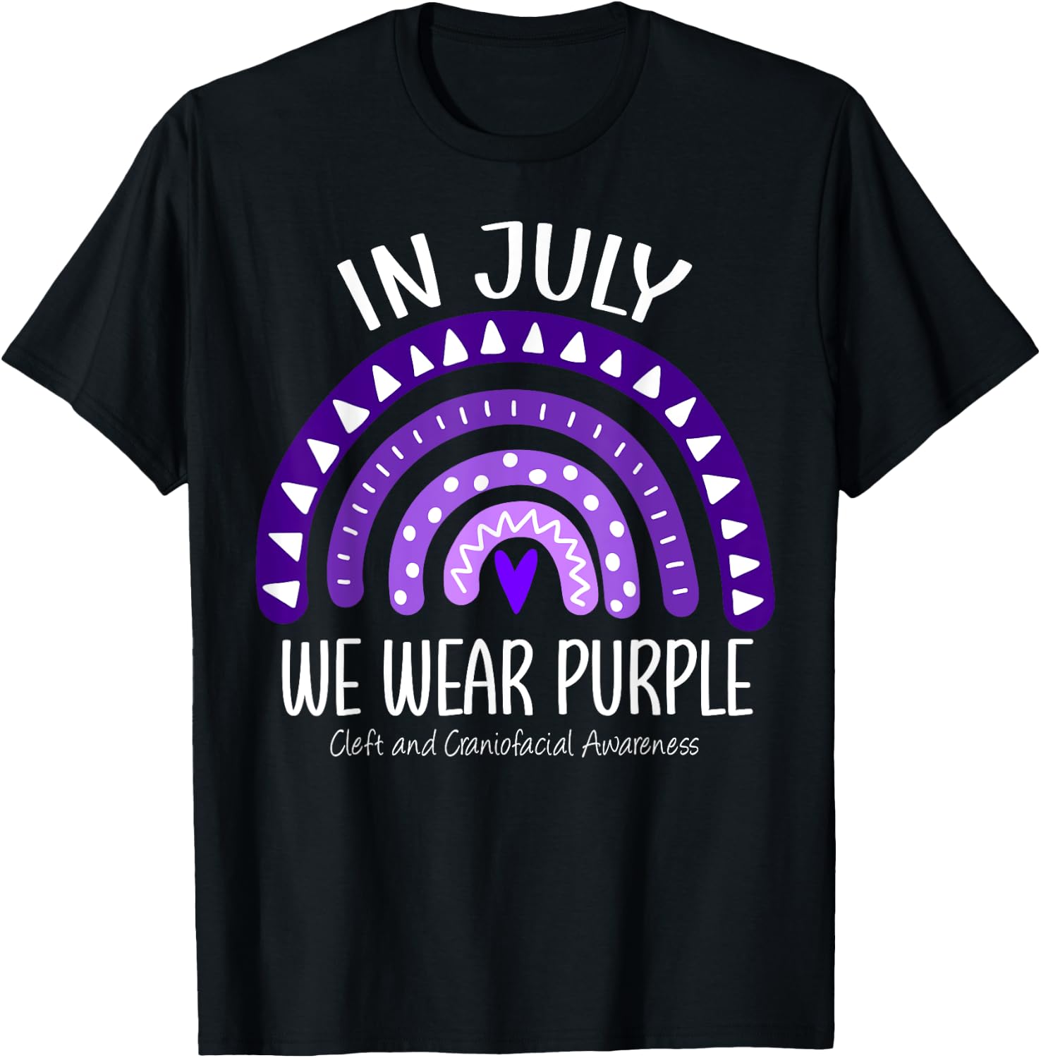 Rainbow July We Wear Purple Cleft and Craniofacial Awareness T-Shirt - T-Shirt | Black