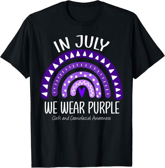 Rainbow July We Wear Purple Cleft and Craniofacial Awareness T-Shirt - T-Shirt | Black