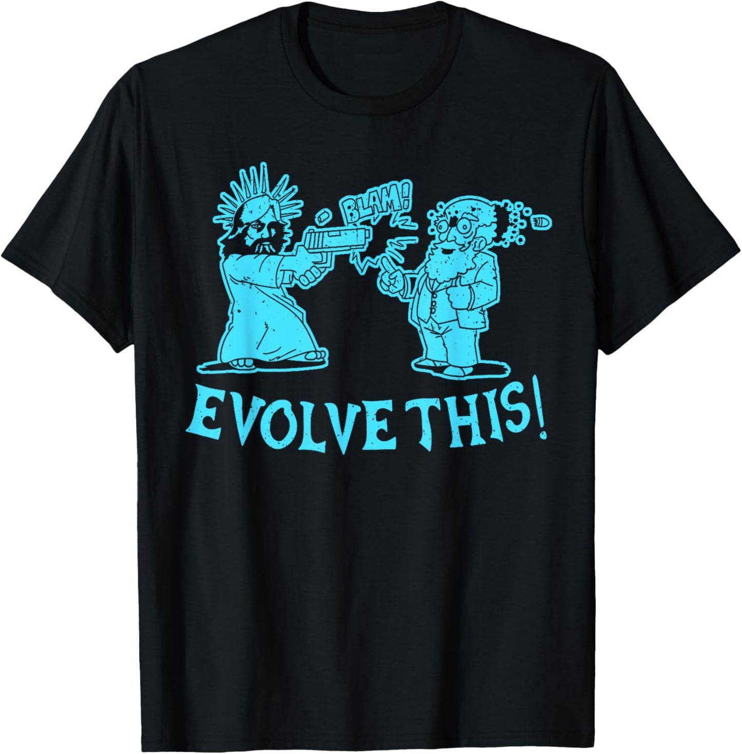 Vintage Evolve This Jesus And Darwin 2 T-Shirt - T-Shirt | Black