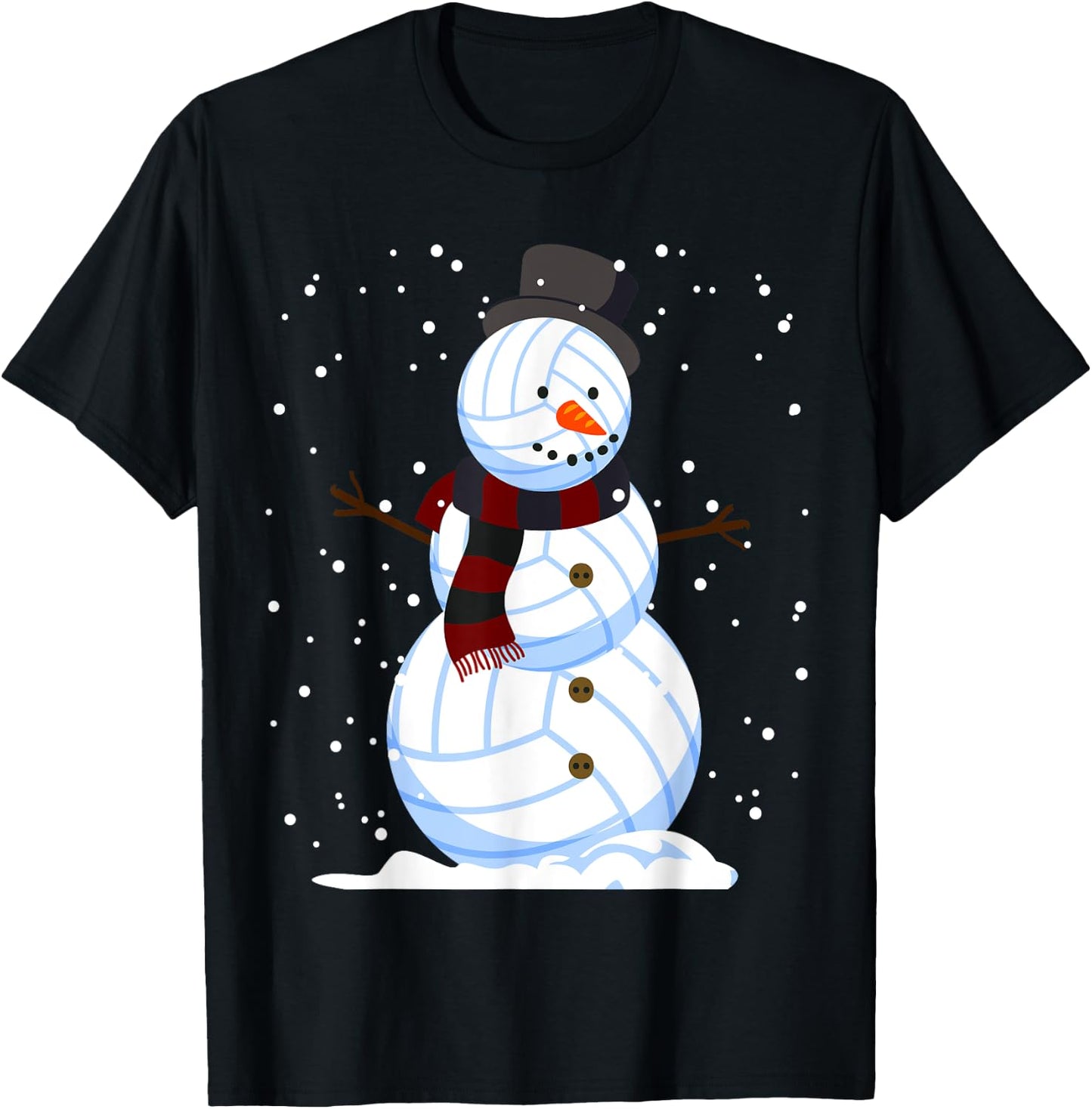Volleyball Snowman Christmas Design For Player Boys Girls T-Shirt - T-Shirt | Black