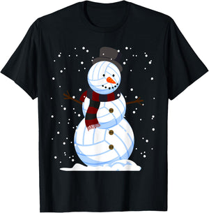 Volleyball Snowman Christmas Design For Player Boys Girls T-Shirt - T-Shirt | Black