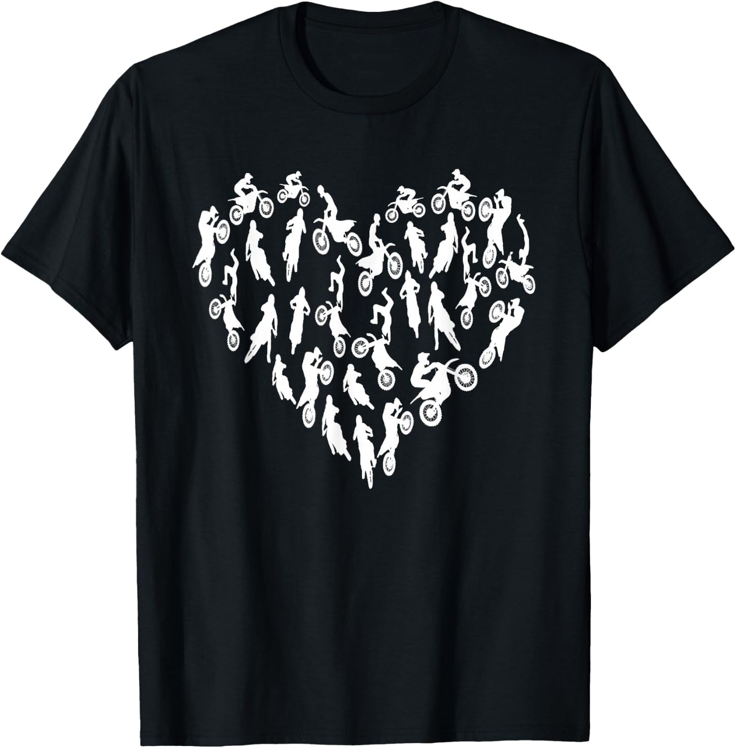 Motocross Heart - Valentines Day Hearts Dirt Bike Motocross T-Shirt - T-Shirt | Black