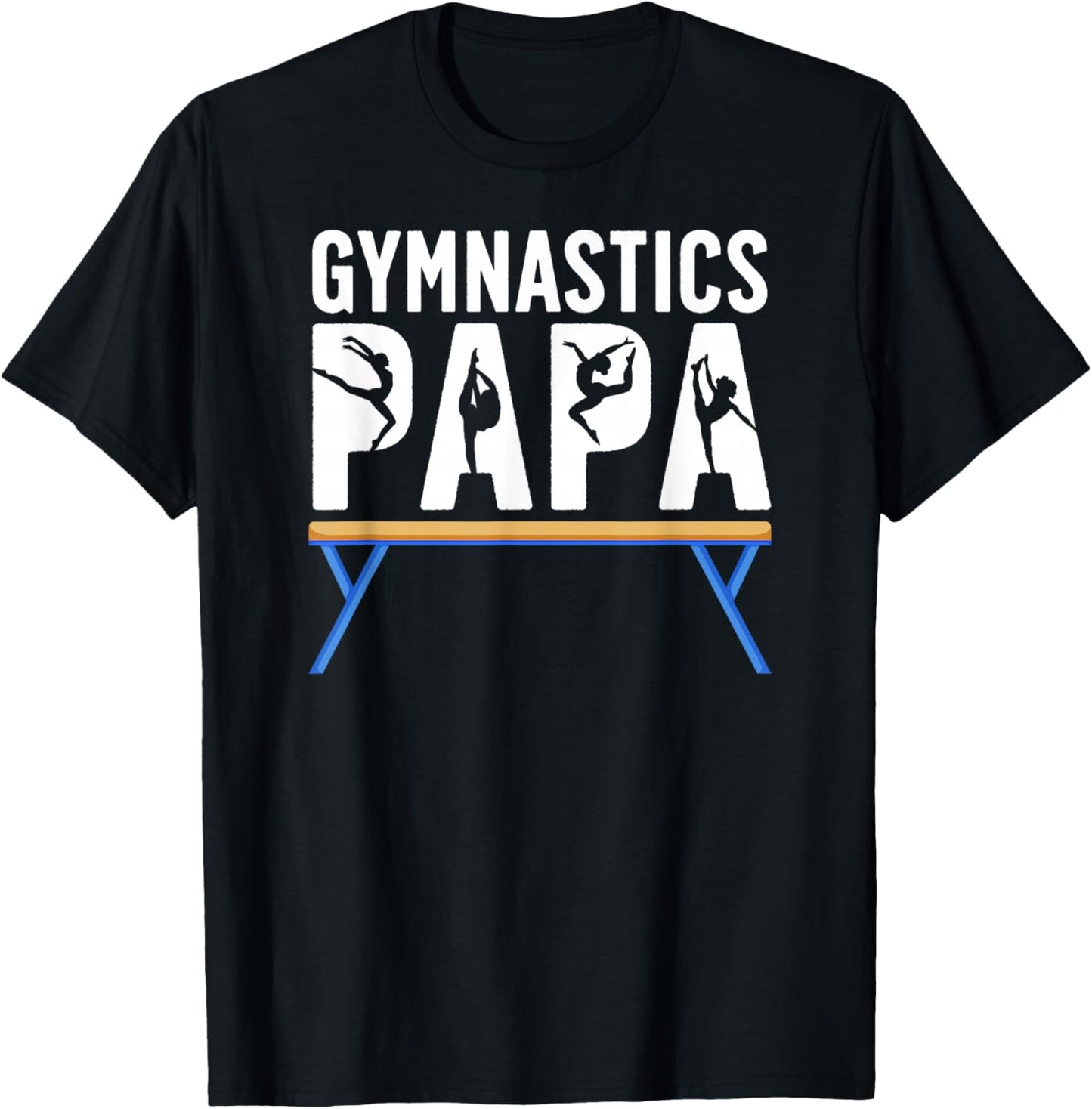 Gymnastics Papa Grandpa Papa Of A Gymnast Papa T-Shirt - T-Shirt | Black