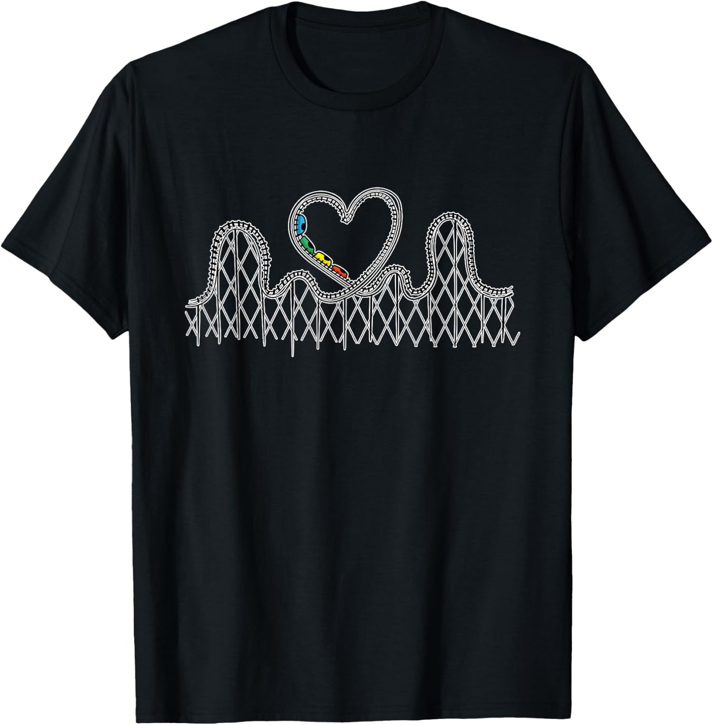 Rollercoaster Lover Gift Rollercoaster Thrilling Heart Gifts T-Shirt - T-Shirt | Black