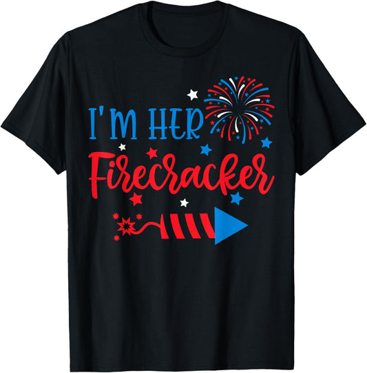 I'm Her Firecracker 4th Of July His Her Matching Couple T-Shirt - T-Shirt | Black