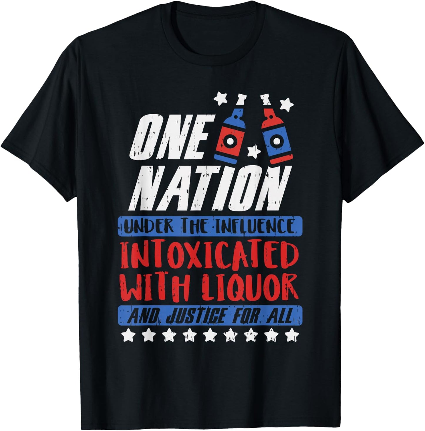 One Nation Liquor Funny USA 4th Of July Party Drinking Team T-Shirt - T-Shirt | Black
