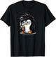 Funny Linux Tux Penguin Coffee Cartoon Grumpy Stressed T-Shirt - T-Shirt | Black