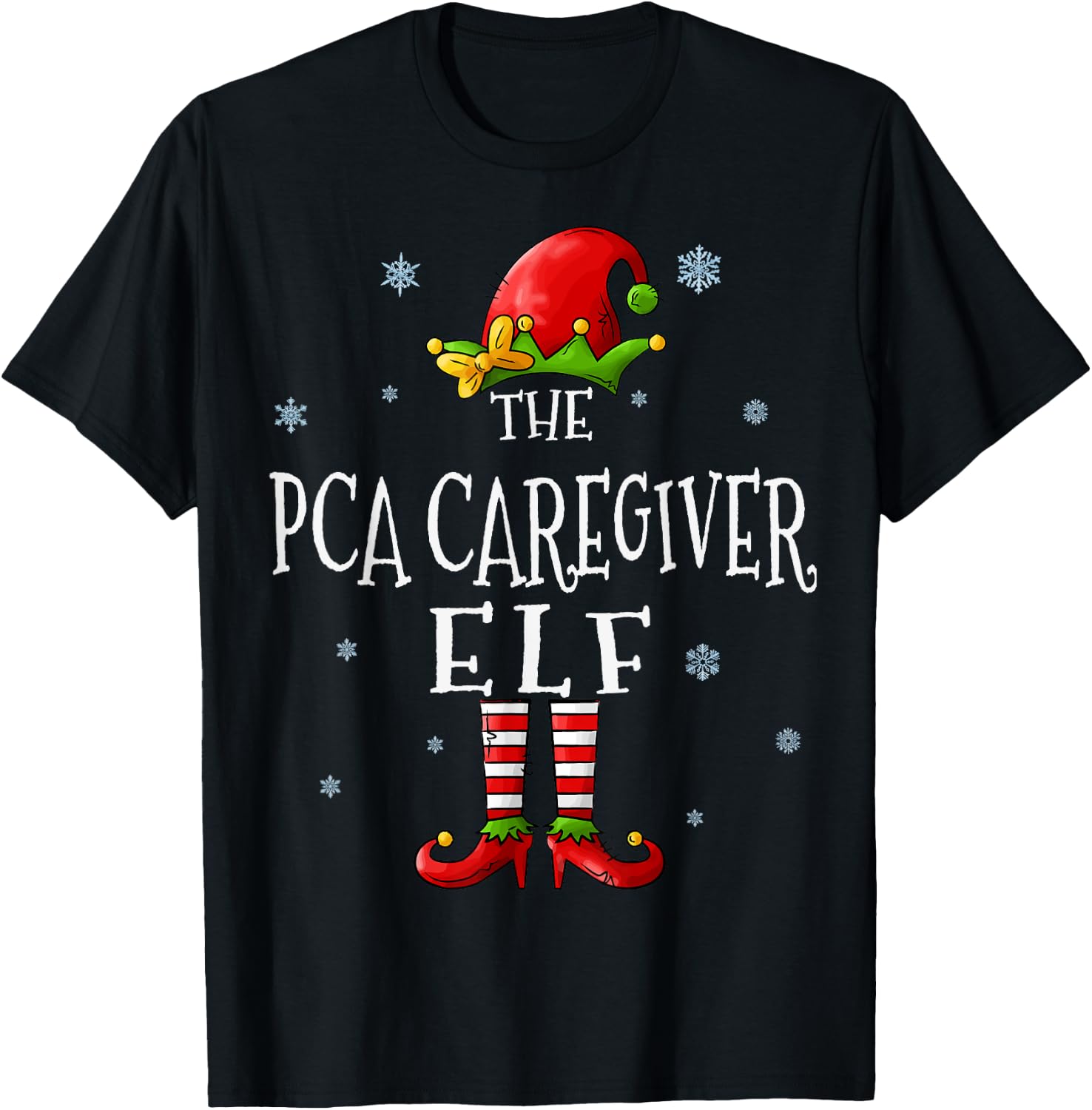 The PCA Caregiver Elf Squad Funny Groupe Matching Christmas T-Shirt - T-Shirt | Black
