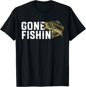 Gone Fishin Funny Largemouth Bass Fishing Gift Fisherman T-Shirt - T-Shirt | Black
