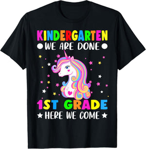 Unicorn Kindergarten Graduation for Girls Done First Grade T-Shirt - T-Shirt | Black