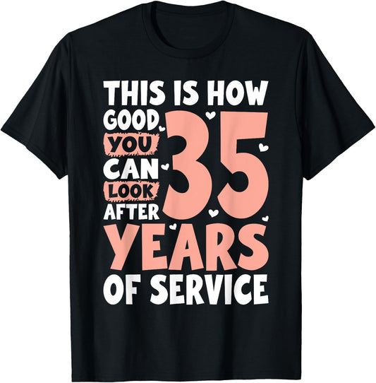 Service Anniversary 35 Years of Work Colleague T-Shirt - T-Shirt | Black
