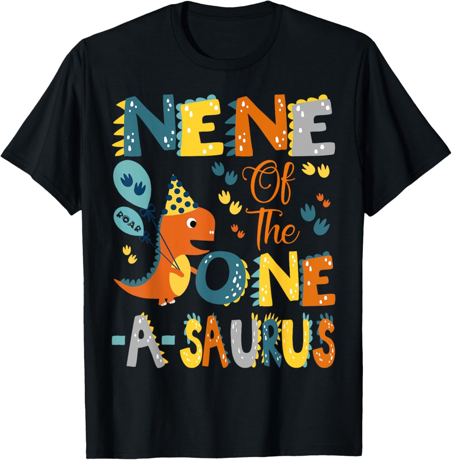 Nene Of The One-A-Saurus 1St Birthday Dinosaur Party T-Shirt - T-Shirt | Black
