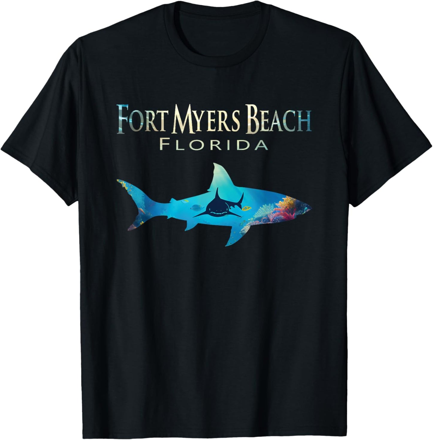 Fort Myers Beach Retro Fort Myers Beach Fl Shark Women Kids T-Shirt - T-Shirt | Black