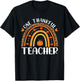 One Thankful Teacher Thanksgiving Rainbow Leopard Fall T-Shirt - T-Shirt | Black