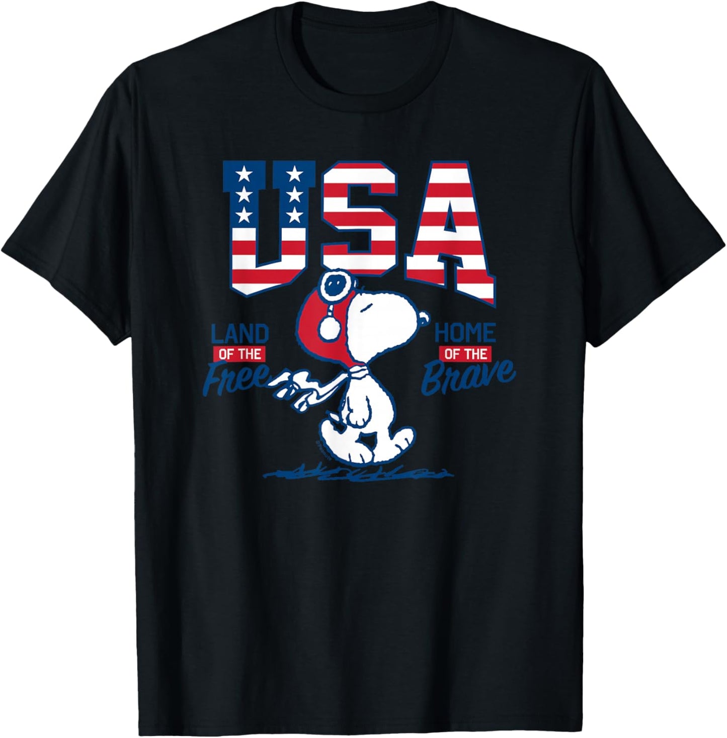 Peanuts - USA Snoopy Free Brave T-Shirt - T-Shirt | Black