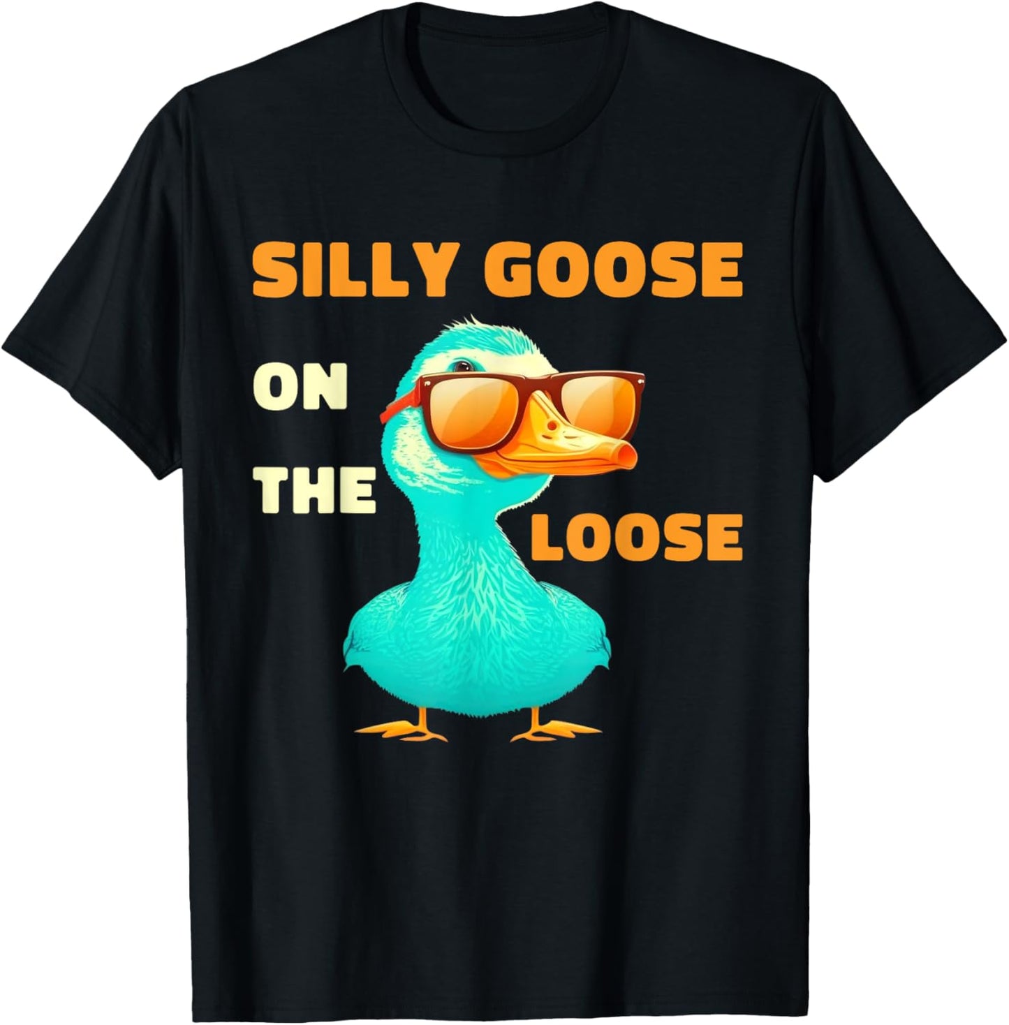 Silly Goose On The Loose Funny Cute Bird Lover Boys Girls T-Shirt - T-Shirt | Black
