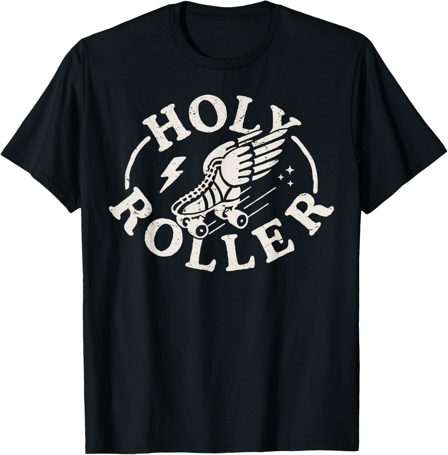 Holy Roller Skating Skater Skate Shoes Retro Vintage 70s/80s T-Shirt - T-Shirt | Black