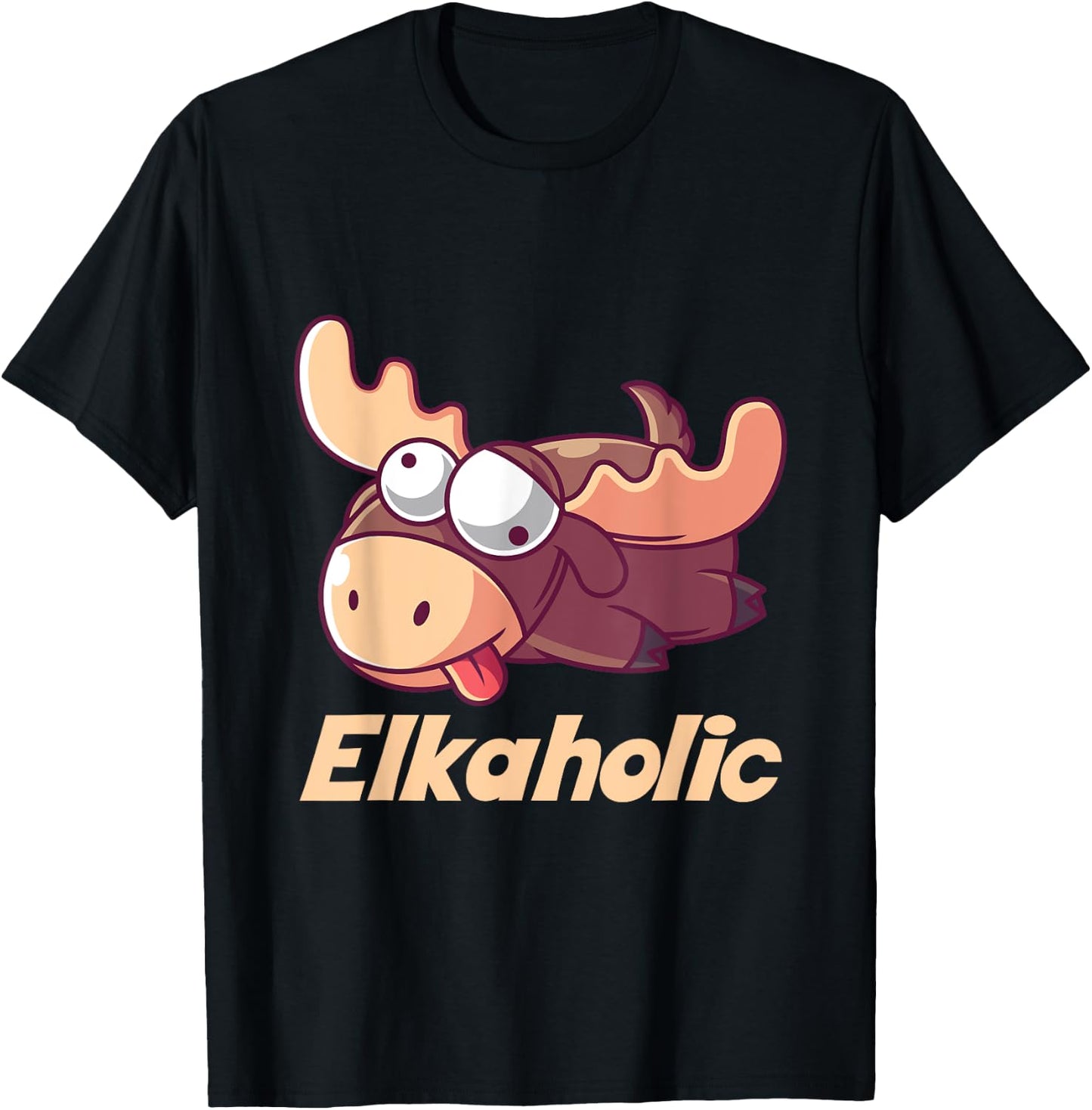 Elkaholic Funny Alcoholic Shirt T-Shirt - T-Shirt | Black