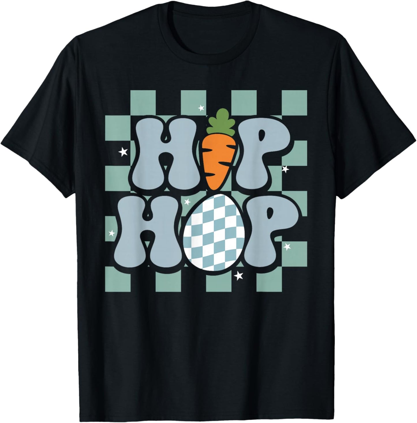 Hip Hop Easter Shirt Women Girls Leopard Print Plaid Bunny T-Shirt - T-Shirt | Black