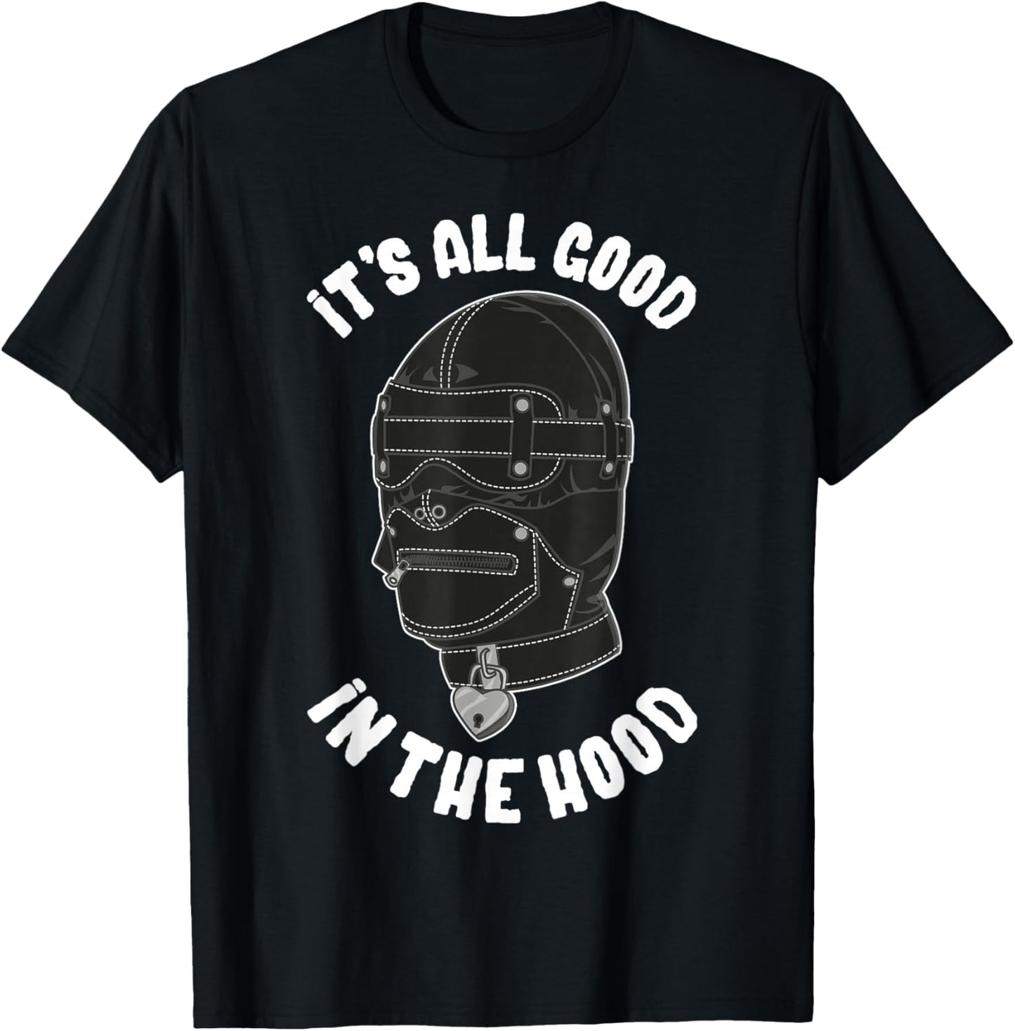 Black Bondage Hood Dungeon Graphic Art - BDSM Lifestyle Art T-Shirt - T-Shirt | Black