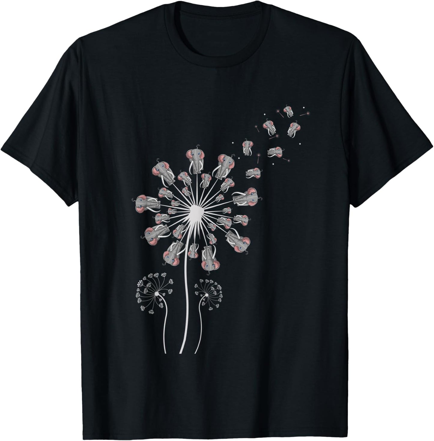 Elephant Dandelion T-Shirt - T-Shirt | Black