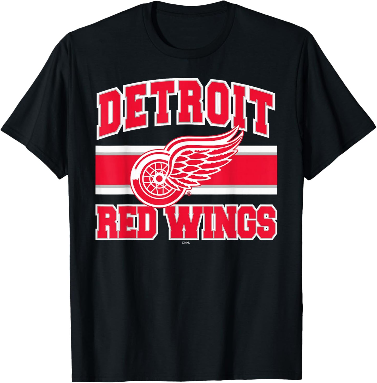 Detroit Red Wings Stripe Black Officially Licensed T-Shirt - T-Shirt | Black