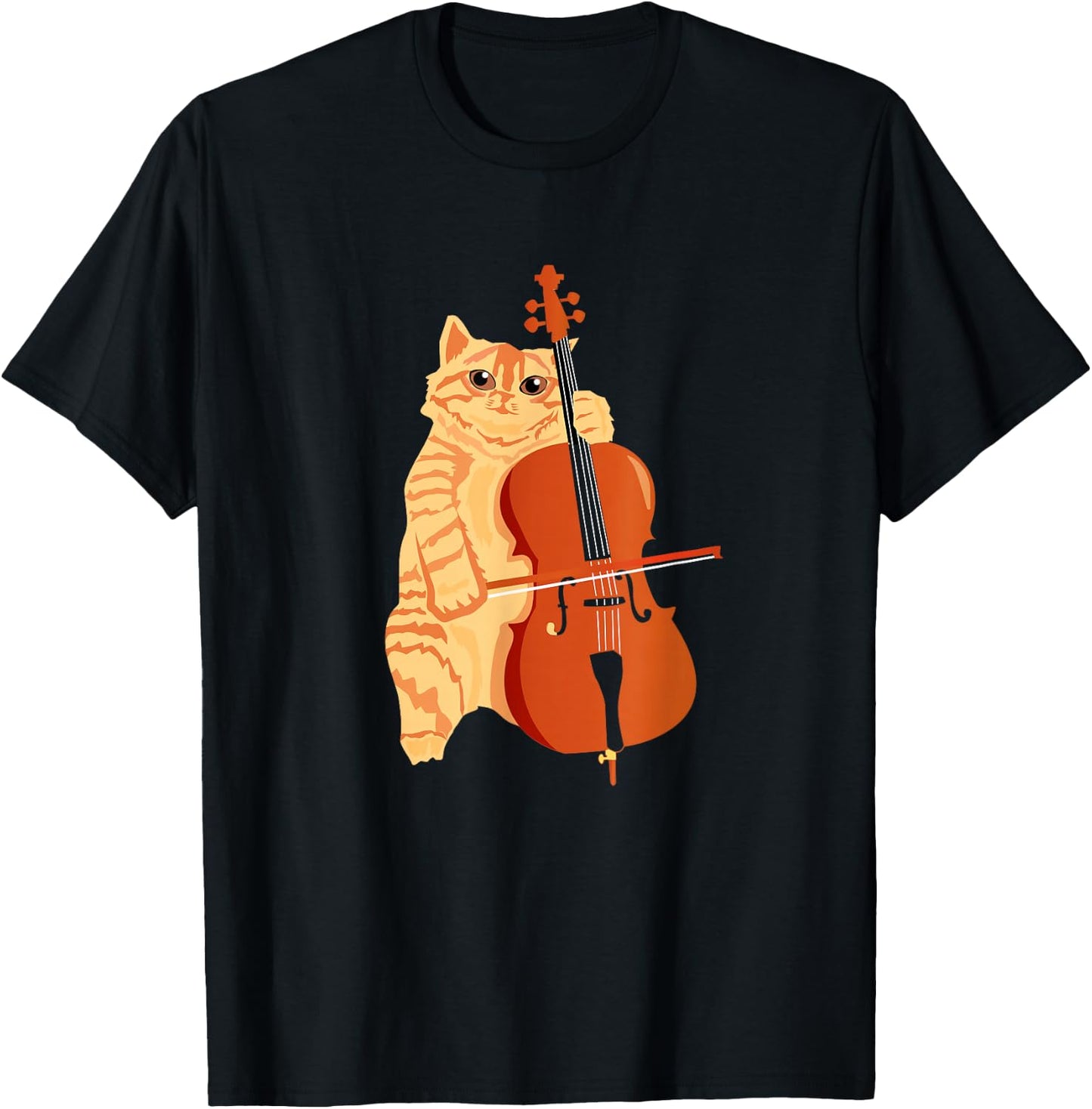 Cello Cat Kitten Bow Instrument Player Shirt Cellist Gift T-Shirt - T-Shirt | Black
