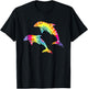 Tie Dye Dolphins Swimming Funny Marine Gift Men Women Kids T-Shirt - T-Shirt | Black