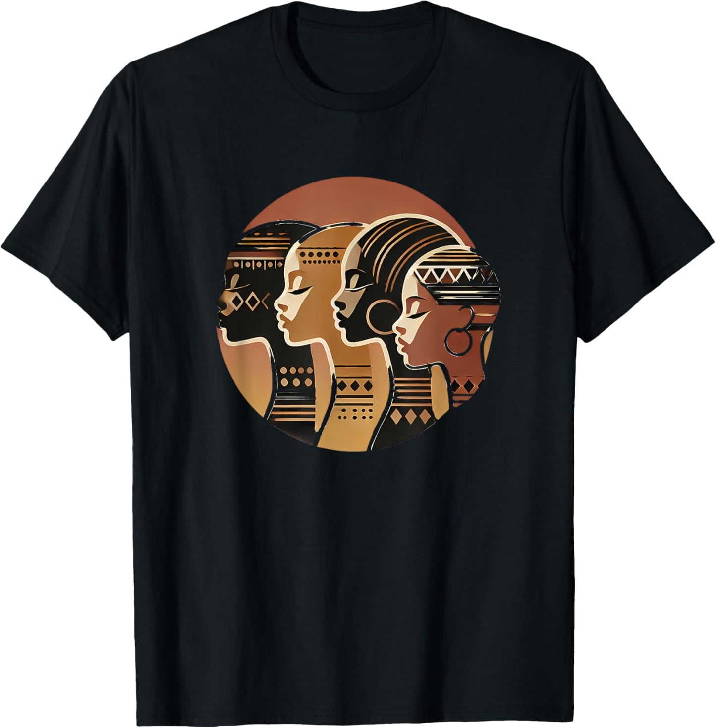 African Design with Faces, Love Africa T-Shirt - T-Shirt | Black