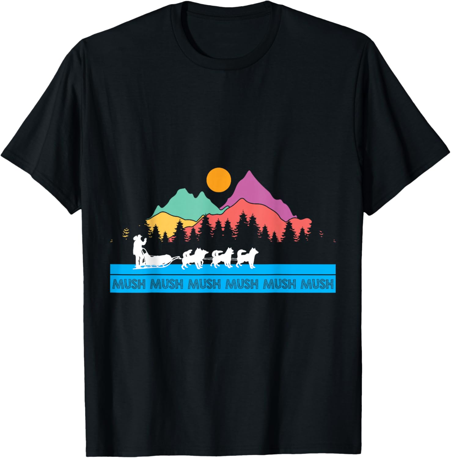 Alaska Sled Dogs Mushing Sled Dog Team T-Shirt - T-Shirt | Black