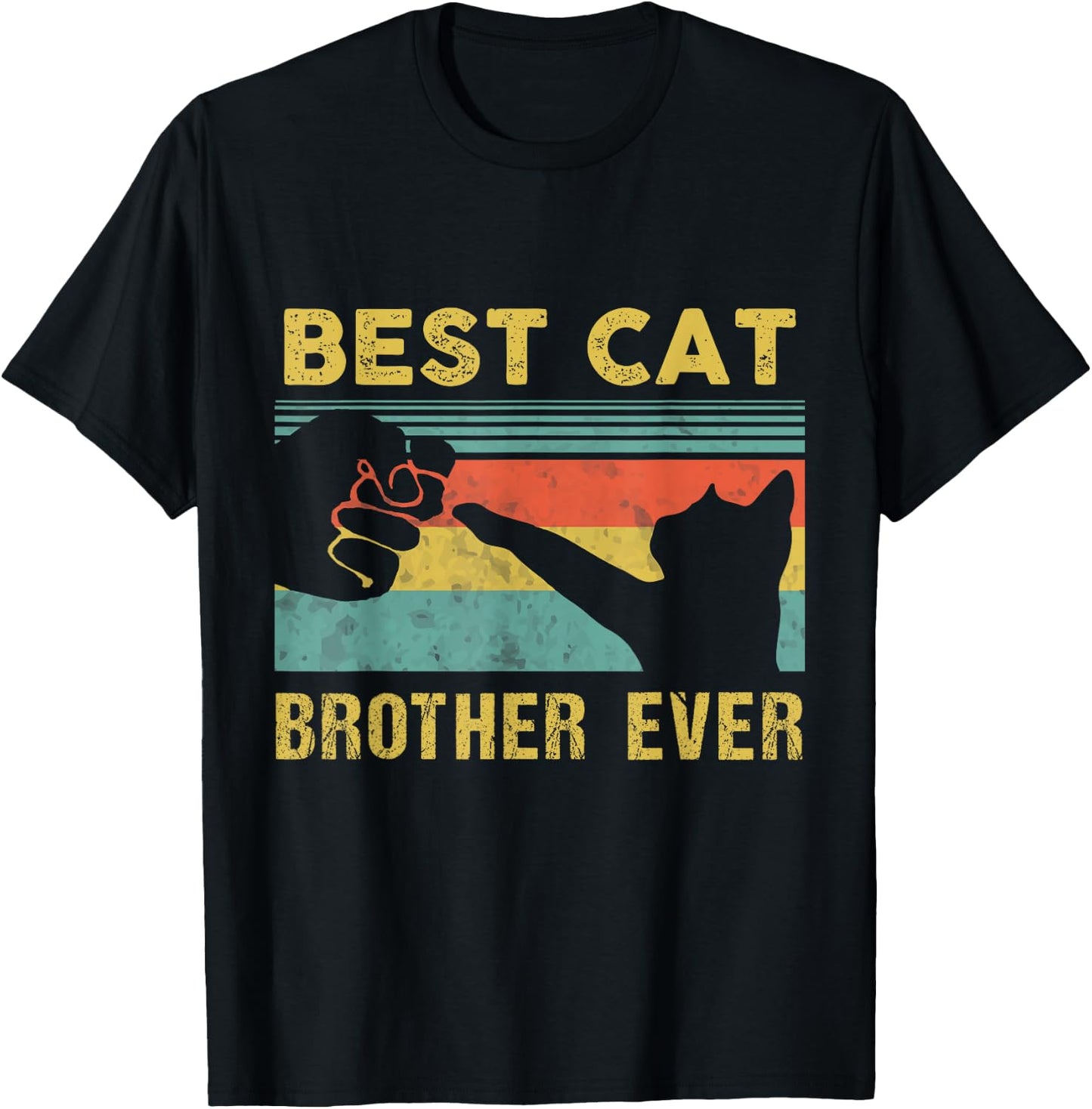 Best Cat Brother Ever Vintage Cats Happy Father's Day T-Shirt - T-Shirt | Black