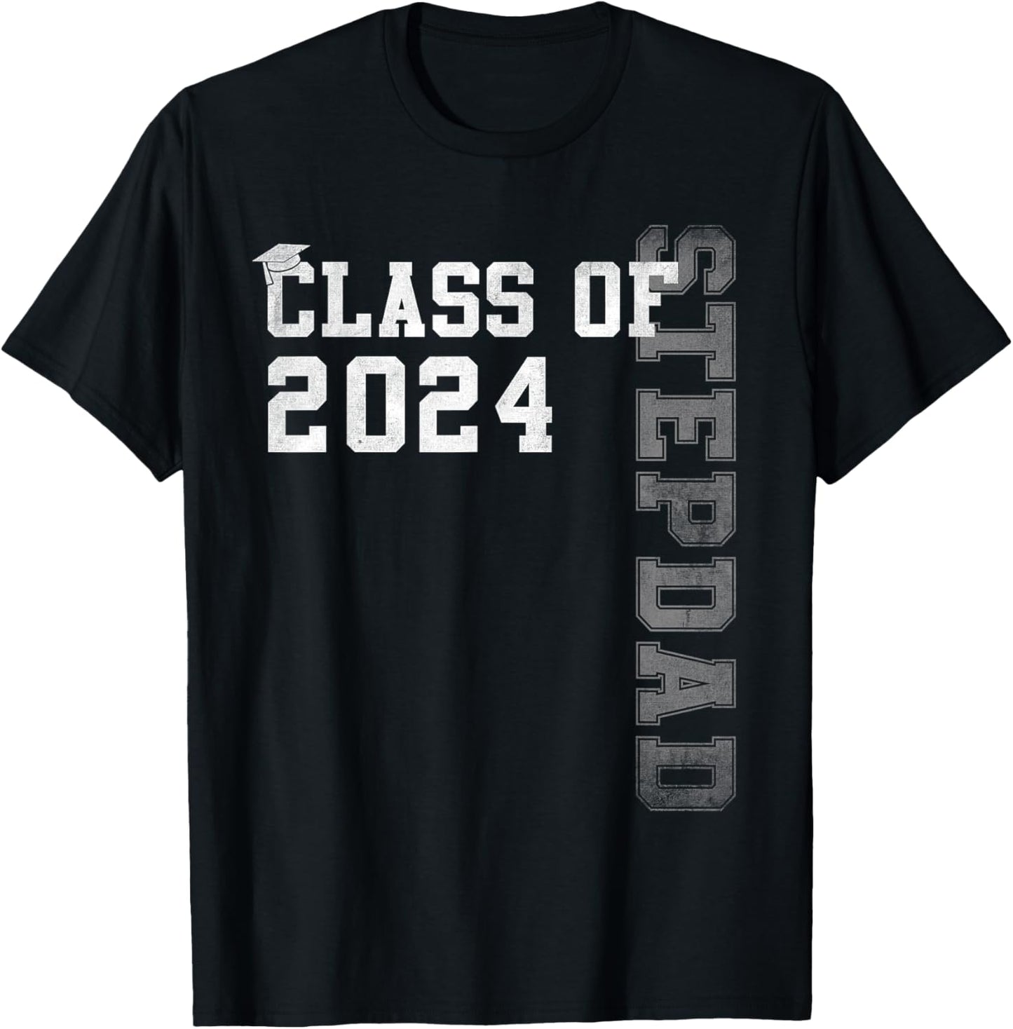 Stepdad Senior 24 Proud Stepdad Of A Class Of 2024 Graduate T-Shirt - T-Shirt | Black