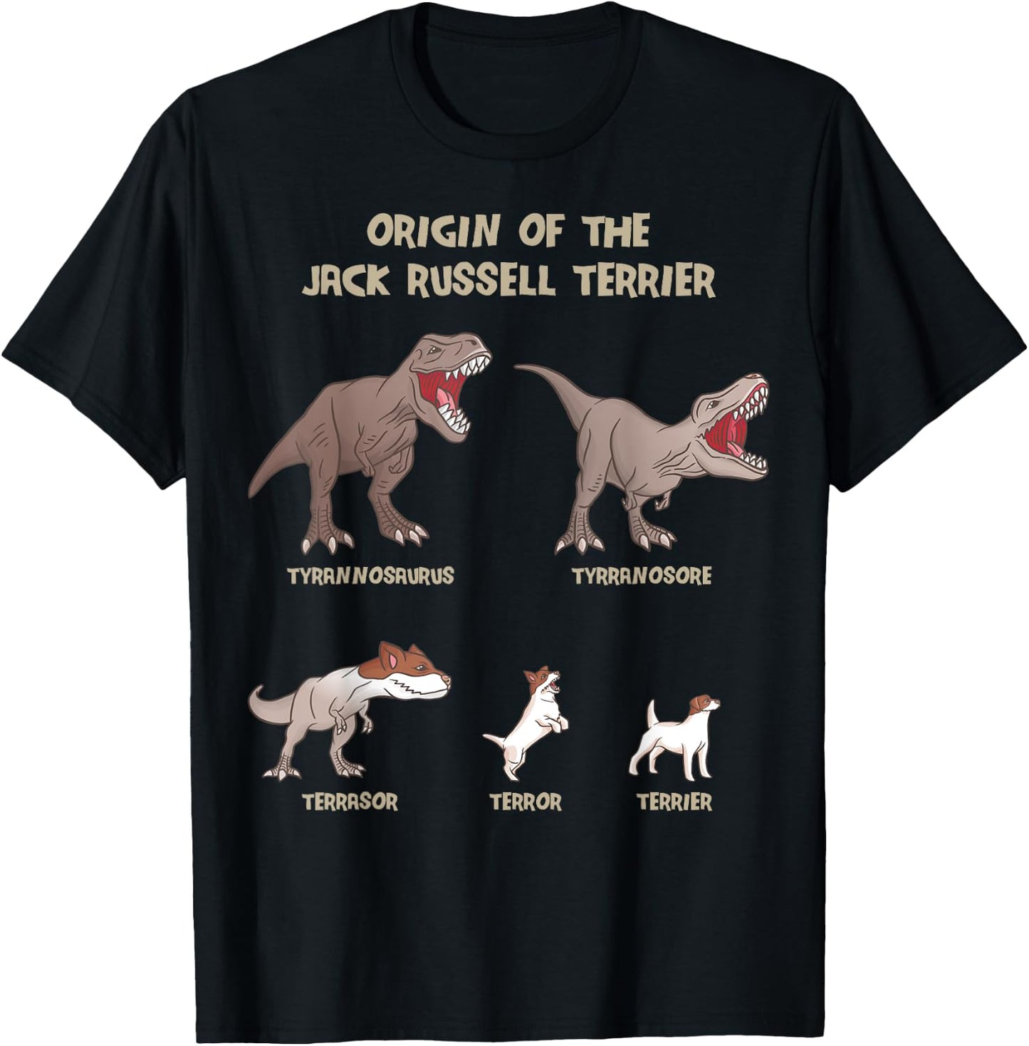 Origin of the Jack Russell Terrier Evolution History Meme T-Shirt - T-Shirt | Black