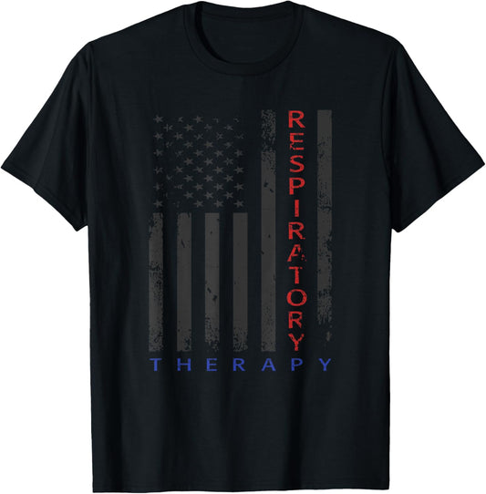 Respiratory Therapy - Patriotic American Flag - RRT - RT Men T-Shirt - T-Shirt | Black