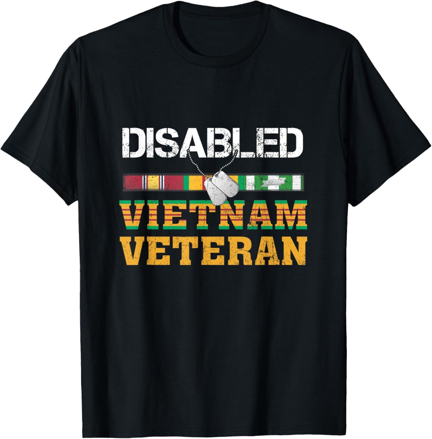 Proud Disabled Vietnam Veteran US Vet Soldier Military T-Shirt - T-Shirt | Black
