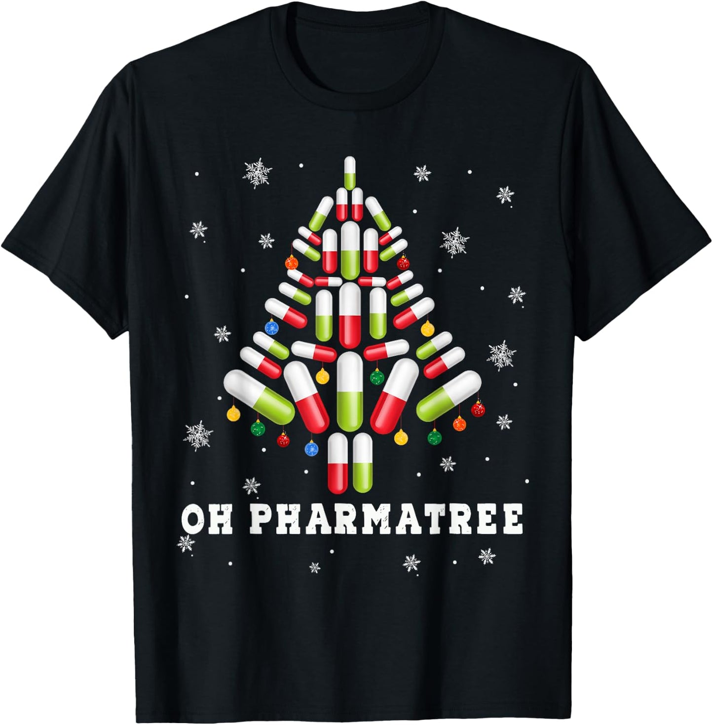 Oh Pharmatree Ugly ChristmasPharmacy Christmas Tree T-Shirt - T-Shirt | Black