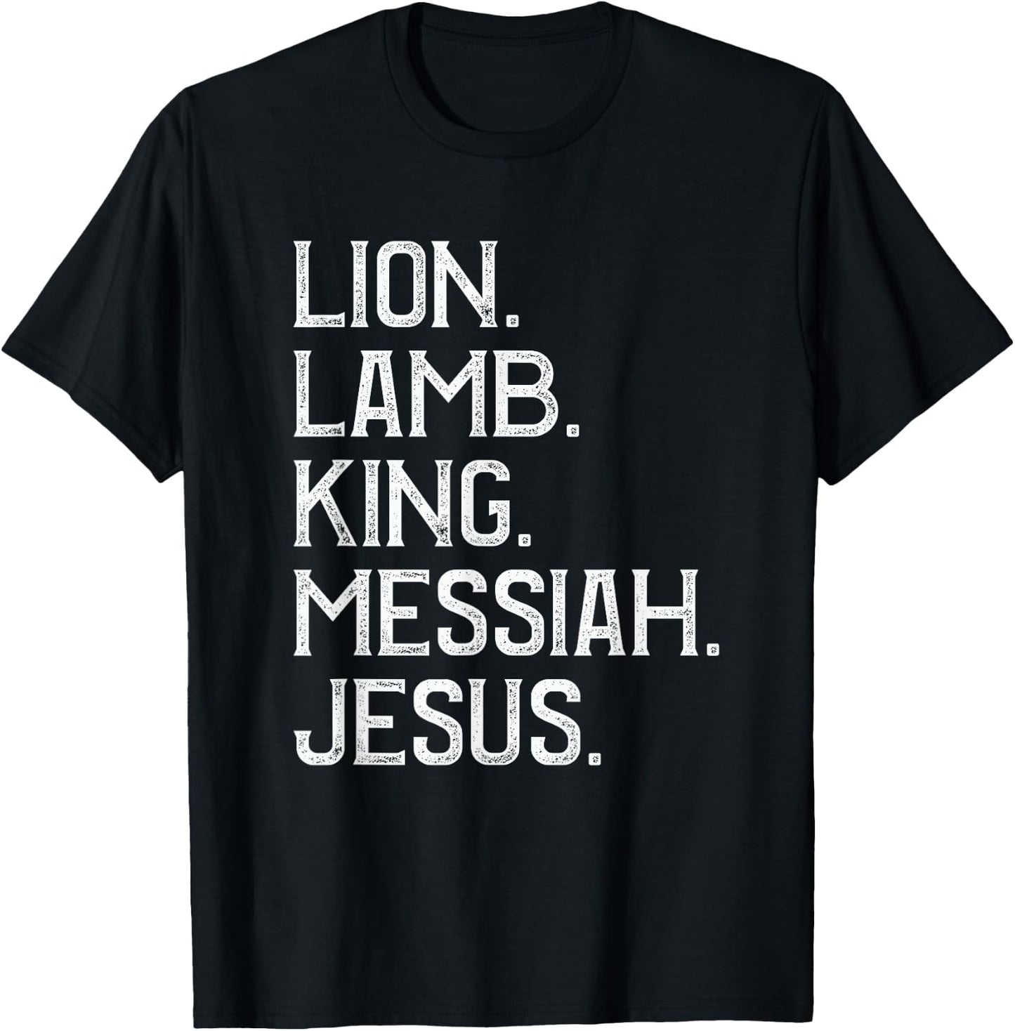 Distressed Lion Lamb King Messiah Jesus Christian Bible T-Shirt - T-Shirt | Black